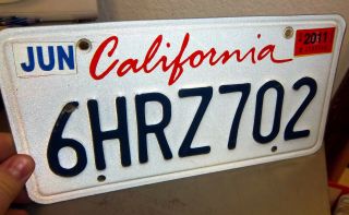 State Of California Lipstick License Plate Embossed Red White & Blue,  6hrz702