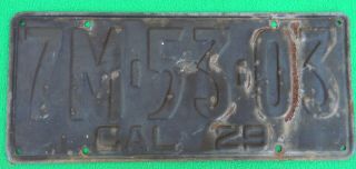 California 1929 License Plate Ca 29