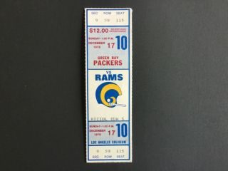 12/17/1978 Green Bay Packers At Los Angeles Rams Full Ticket