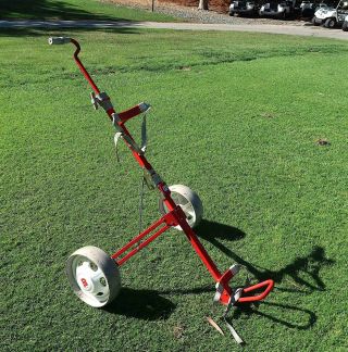 Vintage Wilson Golf Club Bag Push - Pull Cart - Folding/collapsible Lightweight