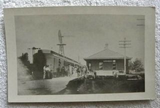 Early Photo Boarding Train At Baxter,  Iowa Ia Railroad Depot Real Photograph