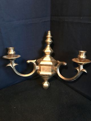 Vintage Solid Brass Wall Sconce 14 1/2 inches BRASS 2 CANDLE WALL SCONCE B17 2