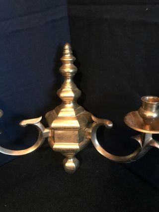 Vintage Solid Brass Wall Sconce 14 1/2 inches BRASS 2 CANDLE WALL SCONCE B17 3