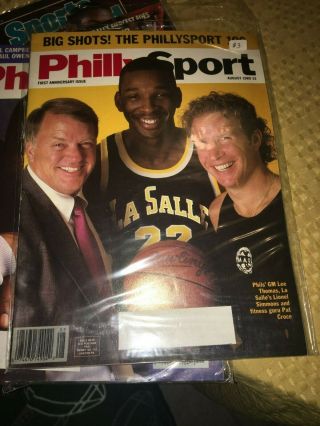 Philly Sport Mag Aug 1989 1st Anniversary Lionel Simmons,  Pat Croce & Lee Thomas