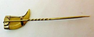 Antique Raj Animal Claw Stick Pin,  Missing A Gem 3