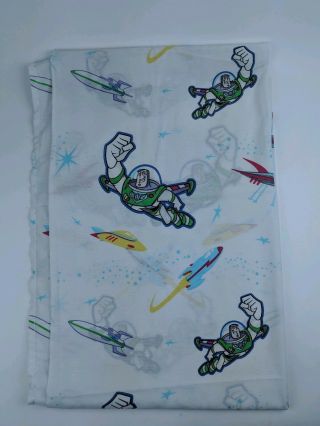 Disney Buzz Lightyear Twin Flat Sheet Toy Story Fabric Crafting Vtg B37