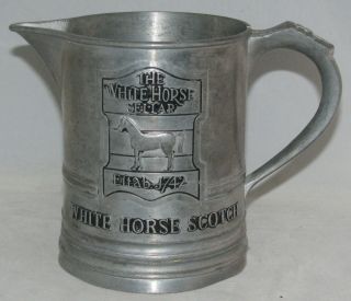 White Horse Scotch Vintage 16 Oz Pewter Bar Pitcher Browne Vintners Ny