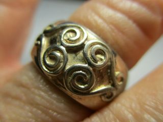 Sterling Silver 925 Estate Vintage Double Scroll Heart Dome Band Ring Size 8