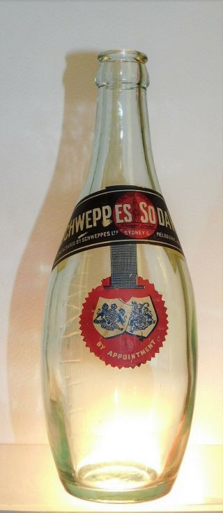 A.  A.  A.  Antique Bottle Schweppes Skittle 12 Oz Crown Seal Aqua Old Bottle 1930 