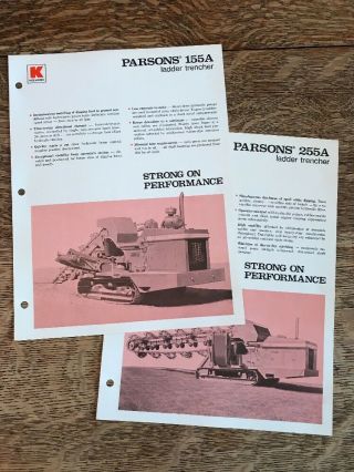2 Vtg Koehring Parsons Ladder Trencher 155a 255a Brochure Specification Sheets