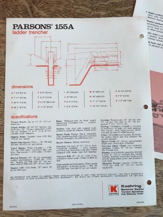 2 VTG Koehring Parsons Ladder Trencher 155A 255A Brochure Specification Sheets 3