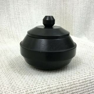 Antique Vanity Pot Turned Wooden Lidded Jar Victorian Trinket Box Black Ebony