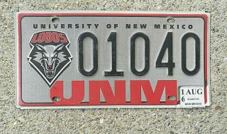 Mexico Real Authentic License Plate Auto Car Tag University Lobos Logo Unm
