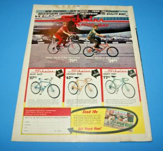 Vintage Print Ad 1967 Schwinn Bikes Bicycles 10 X 13 Fastback Stingray Racer