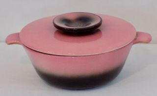 Vintage Hull Oven Proof 9 " Divided Dish With Lid Retro Flamingo Pink & Black