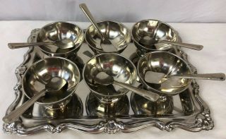 Vintage Set Of 6 Footed Dessert/ice Cream Bowls 18/8 Stainless Steel - Hong Kong