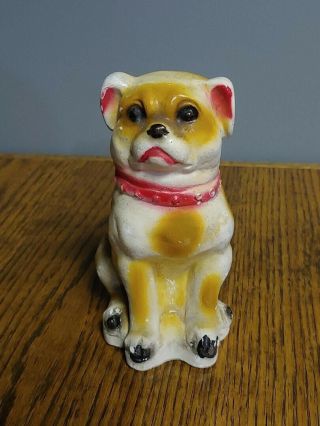 Vintage Hand Painted Boxer Dog W/ Red Spike Collar Carnival Chalkware Bank