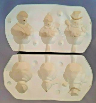 Vintage Scioto Ceramic Mold S - 2494 3 Frosty Roly Poly Ornaments Christmas Decor