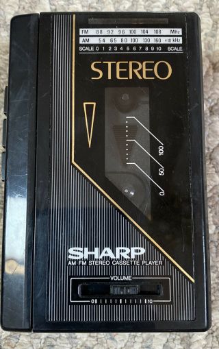 Vintage Sharp Am - Fm Radio Stereo Cassette Player Jc - 126 Black Tape Read
