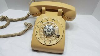 Vintage Beige Rotary Dial Desktop Telephone Western Electric Bell System 500dm
