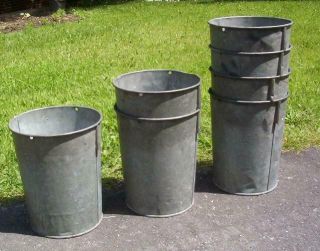3 Vintage Old Galvanized Maple Syrup Sap Buckets Style