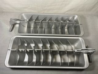 Vintage Aluminum Metal Ice Cube Trays Pair Set Of Two