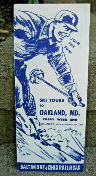 1959 Baltimore & Ohio Railroad Ski Tours To Oakland,  Md Brochure Mailer