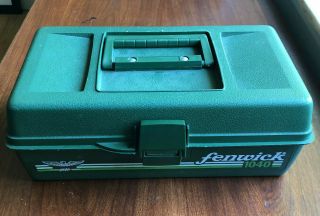 Vintage Fenwick 1040 Green Fishing Tackle Box 12x6.  5 Gear Lure Tool Storage
