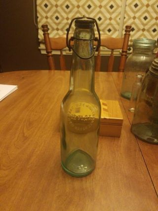 Vintage Pre Pro Yale Brewing Co.  Beer Bottle Aqua Complete Wire Stopper 1902