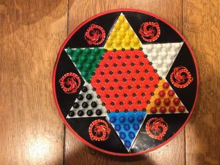 Vintage Ohio Art Metal Double Sided Chinese Checkers Game