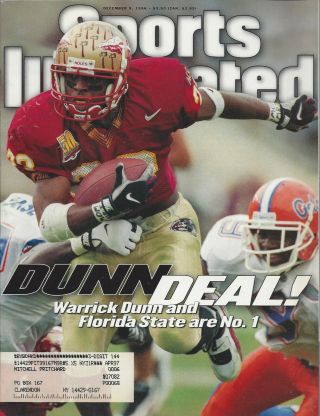 Sports Illustrated December 9 1996 Warrick Dunn Florida State Seminoles