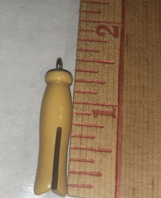 Vintage Miniature Bakelite Yellow clothes pin charm,  has a loop 2