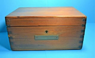 Antique Victorian Real Wood Sailors Ditty Box With Blank Brass Plate Royal Navy