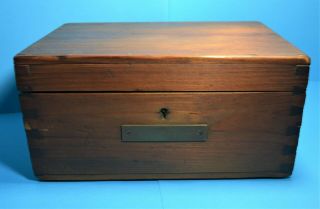 ANTIQUE VICTORIAN REAL WOOD SAILORS DITTY BOX WITH BLANK BRASS PLATE ROYAL NAVY 2