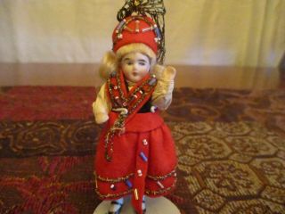 4 " Antique German All Bisque Doll - All Clothing