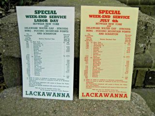 Vintage Lackawanna Railroad July 4th & Labor Day Special Service Flyers