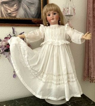Antique White Cotton Lawn Dress For Large 28 " 30 " Jumeau,  Bru Or German Doll