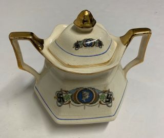 1900s Era S.  P.  Co Sebring,  Oh " Lady Luck " Sugar Bowl With Good Luck Swastika