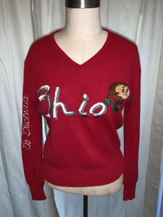 Vintage 1980’s Ohio State Buckeyes V - Neck Sweater Embroidered Osu Ladies Large