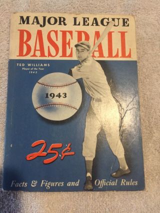 1943 Major League Baseball: Facts,  Figures Book With Ted Williams Cover Red Sox