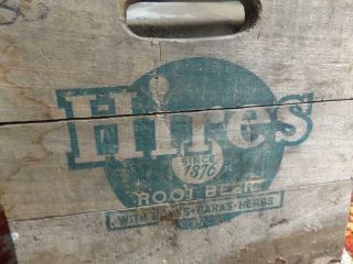Old Rustic Primitive Vintage Hires Root Beer Wood Box Side Crate Side Sign