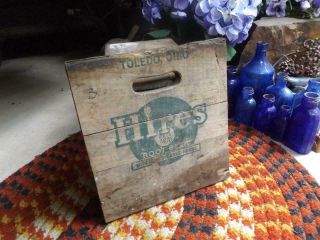 Old Rustic Primitive Vintage Hires Root Beer Wood Box Side Crate Side Sign 3