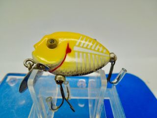 Vintage Heddon 380 Tiny Punkinseed Fishing Lure Xry Yellow Shore Bell Hdw