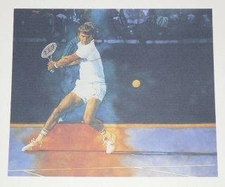 Jimmy Connors Tennis Art Print Limited Edition Lithograph 12 " X17.  5 " Out Of Print