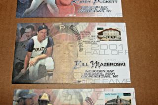 CHARITY Baseball HOF 2001 Induction First Day Cover Puckett Winfield Mazeroski 3