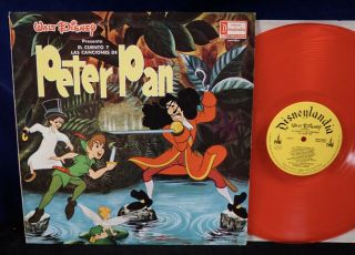 Walt Disney Peter Pan Disneyland Mexico Red Colored Vinyl Vintage Lp Vg