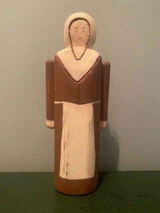 Wolf Creek Usa Vintage Carved Wooden Folk Art Figure – Pilgrim Woman