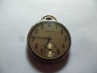 Antique South Bend 12 Size Studebaker Open Face Pocket Watch