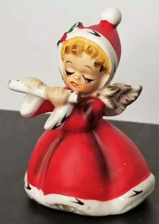 Napcoware Vintage Christmas Angel Playing The Flute Figurine (Repaired) X - 7258 3