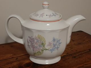 Vintage Churchill England Secret Garden Teapot Tea Pot Hydrangea Flowers China 2